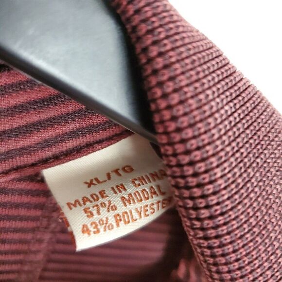 Tommy Bahama Mens Ribbed Maroon Long Sleeve Polo Modal Shirt XL - Picture 4 of 6